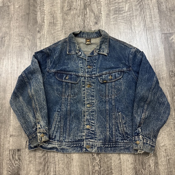 Vintage Lee Acid Wash Denim Trucker Jean Jacket Made in USA - Picture 1 of 11